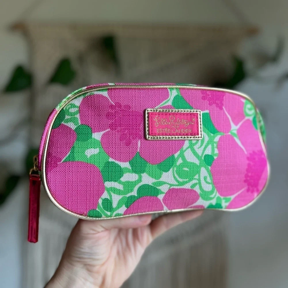 Lilly Pulitzer x Estée Lauder Pink Makeup Bag Cosmetic Travel Pouch Toiletry
